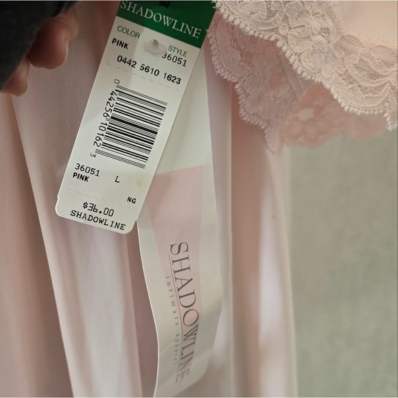 Shadowline Lrge Nightgown + Robe Set Pink Lace Elegant Nightwear Vintage 80s NWT - Picture 4 of 14